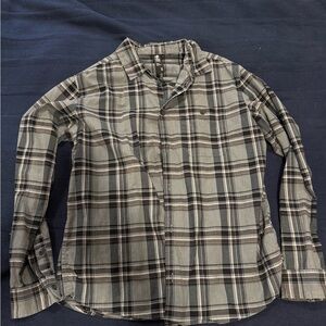 Mountain Hardwear Men's Plaid Button Down Shirt - Black and Gray